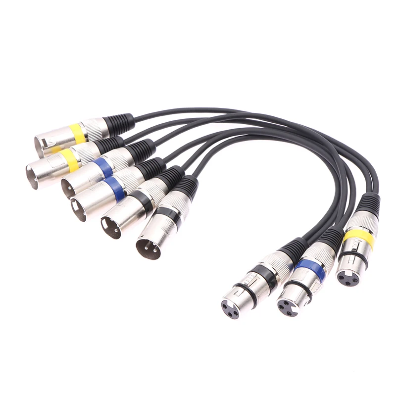 3Pin Female Jack To Dual 2 Male Plug Y Splitter 30CM Adapter Cable Wire For Microphone Amplifier Speaker Headphone Mixer