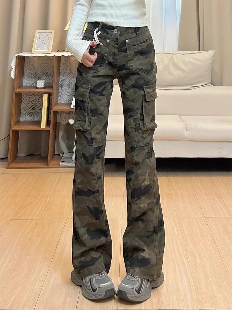 

American Vibe Camouflage Work Pants Slim Fit Men's Women's High Street Cleanfit Trousers Wide Leg Jeans Youth Faion