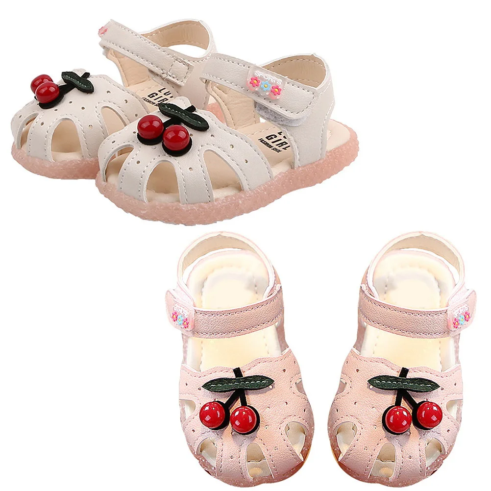 1Pair Little Girls Summer Sandals Lovely Cherry Pattern Breathable Pink 19 14cm 8us 6.5uk 24eu 3.3405inch Summer Sandals