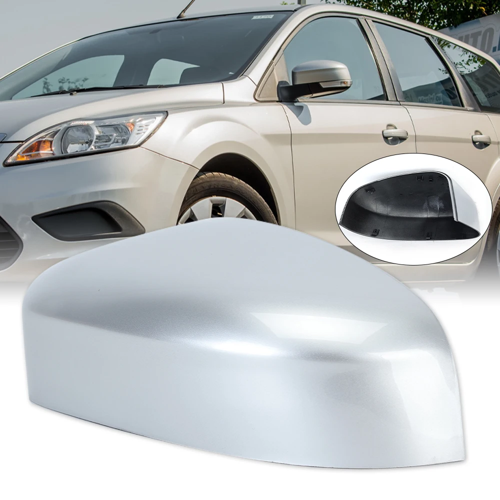 Rearview Side Mirror Housing for Ford Focus MK2 2009-2011 MK3 2011-2018 /Mondeo MK4 2010 -2014 Door Wing Cover Cap Silvery