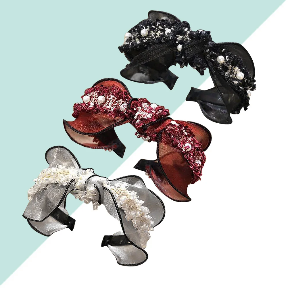 

3pcs Lace Headband Wide Side Hair Hoop For Women Fashionable Headdress Party Cosplay Masquerade Stage Daily Wear Portable