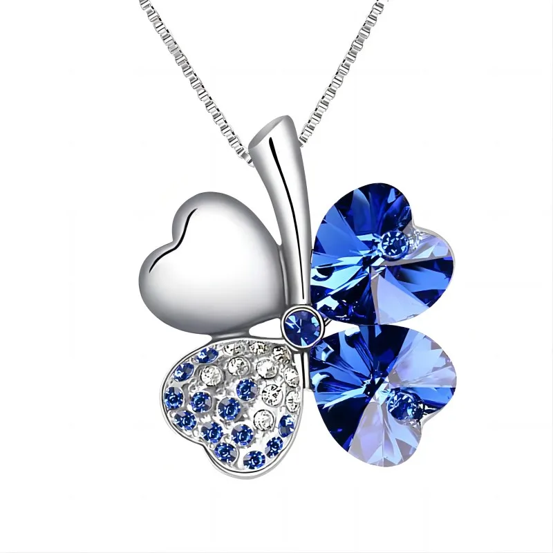 Crystal 4 Four Leaf Leaves Clover Pendant Necklaces Lover Birthday Gift Quality Fashion Jewelry Dropshipping Charm Girl