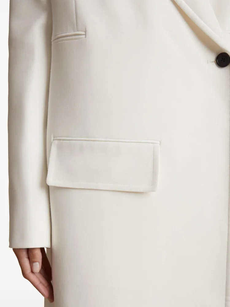 DEAT Fashion Women\'s Long Blazer Notched Collar Long Sleeves Single Button White Suit Jackets Autumn 2024 New Tide 7AB4807