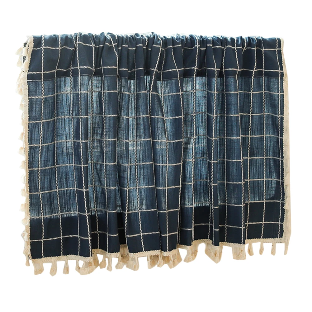 

Lattice Short Curtains Plaid Home Hanging Bedroom Partition Small Purple Window Decorative Room Divider Fabric Lace Edge