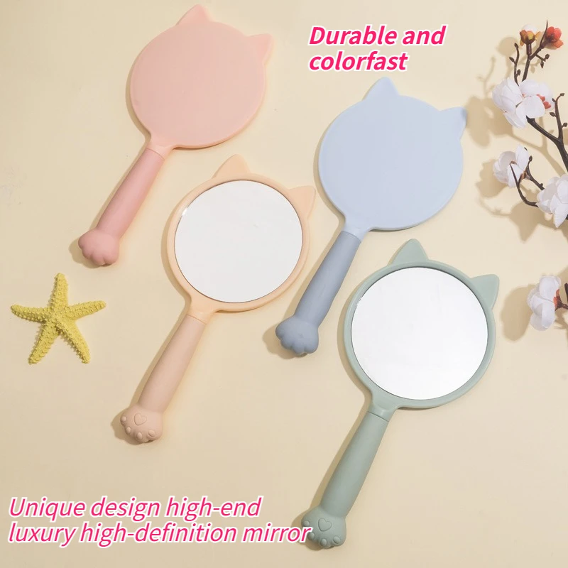 

New Creative Cute Makeup Tool Handmade DIY Portable HD Handle Mirror Handheld Makeup Tool