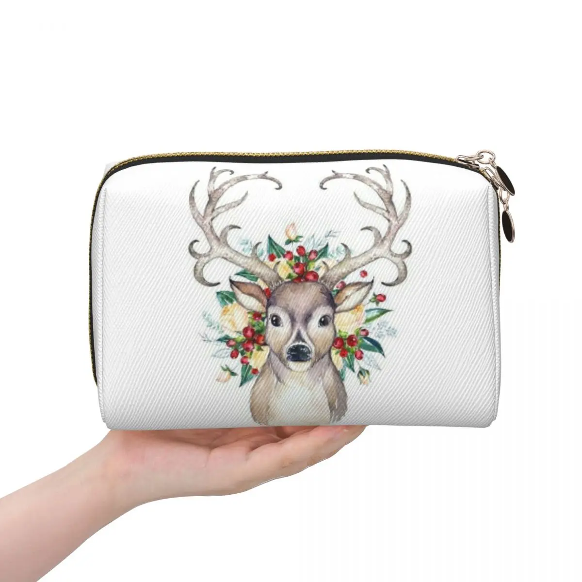 Merry Christmas & Happy Holidays! Women Cosmetic Bag Travel Makeup Organizer Pouch Toiletry Storage Dopp Kit Box