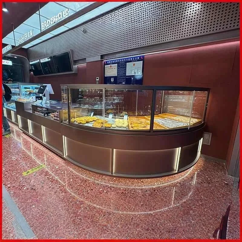 custom.Japanese Luxury Bakery Cake Display LED Lighting Varnished Heavy Duty Design-Customizable S