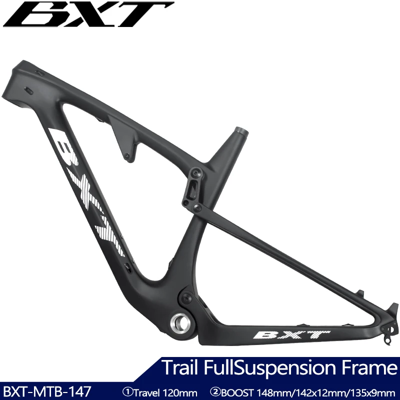 

BXT Frame 29er Carbon Fiber Full Suspension Bike Trail Frame Travel 120mm BOOST Disc Brake Carbon Bike Frames T1000 Carbon Fiber