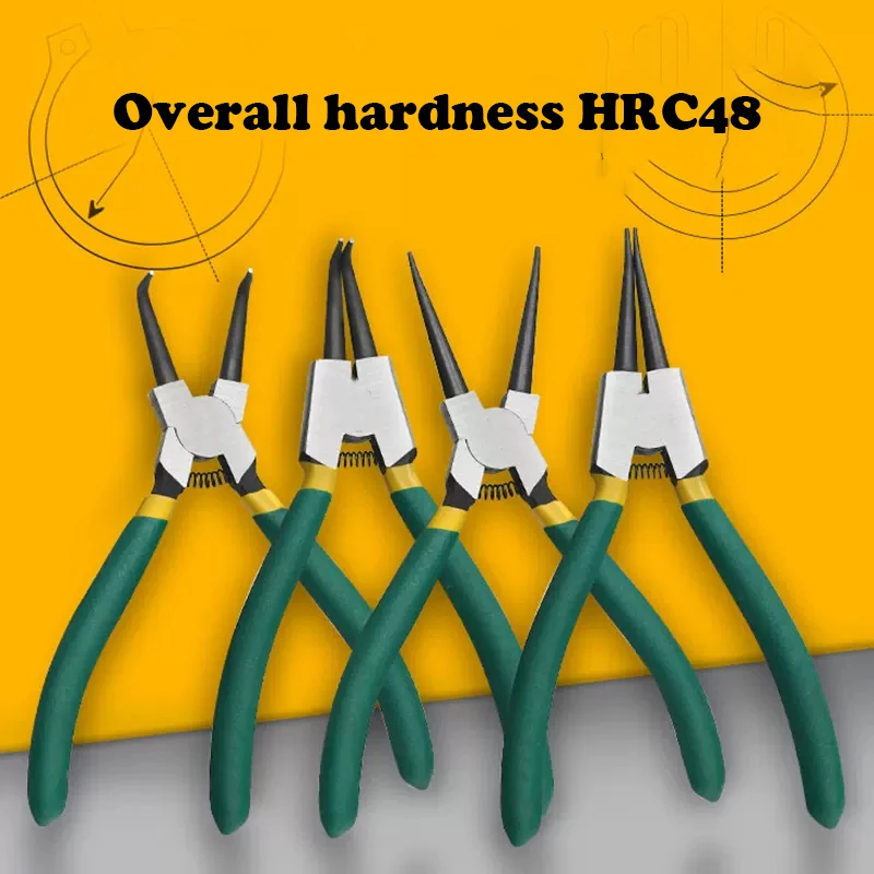 Heavy Duty Internal/External Circlip Pliers Kit 5/7/9 Inch Snap Ring Pliers Set Straight Bent Jaw for Ring Remover Retaining