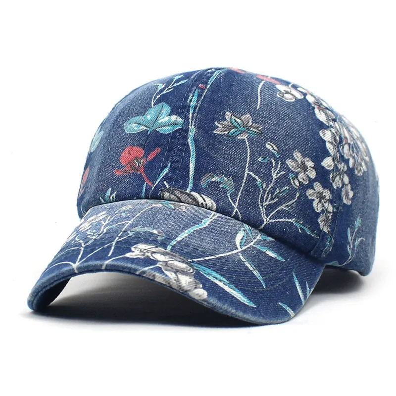 

Men Vintage folk stylish trucker hats Women's casual cotton sports hat Wased denim baseball cap Floral printed hats gorros
