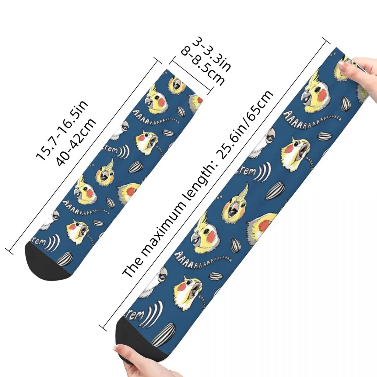 Funny Happy Sock for Men Cockatiel Screm Vintage Parrot Pet Bird Breathable Pattern Printed Crew Sock Casual Gift