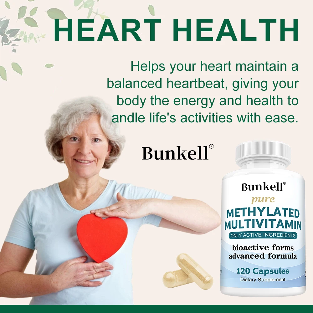 High-potency Methylated Multivitamin Supplement, with Vitamins C, D, B12 To Support Energy and Focus, and Maintain Heart Health