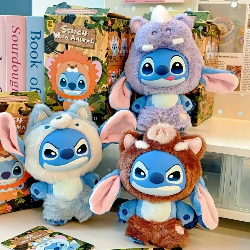 

В наличии, подлинная серия MINISO Stitch Wild Animal, виниловая глухая коробка, модная игрушка, сумка для девочек, подвеска, милые куклы, загадочный рождественский подарок