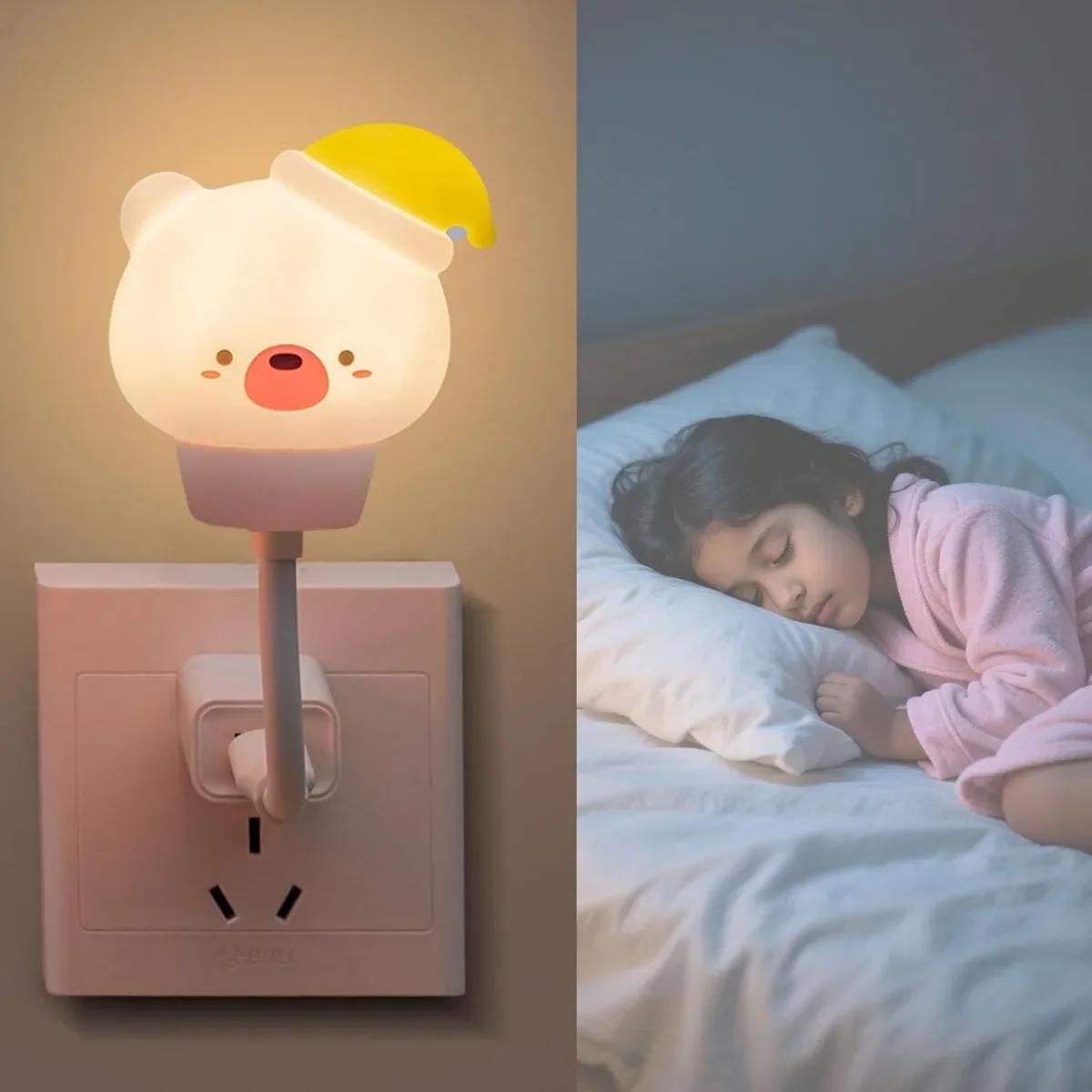Lampada da notte USB LED Lampada da notte con rabit orso simpatico cartone animato con telecomando per lampada da comodino decorazione camera da letto per bambini