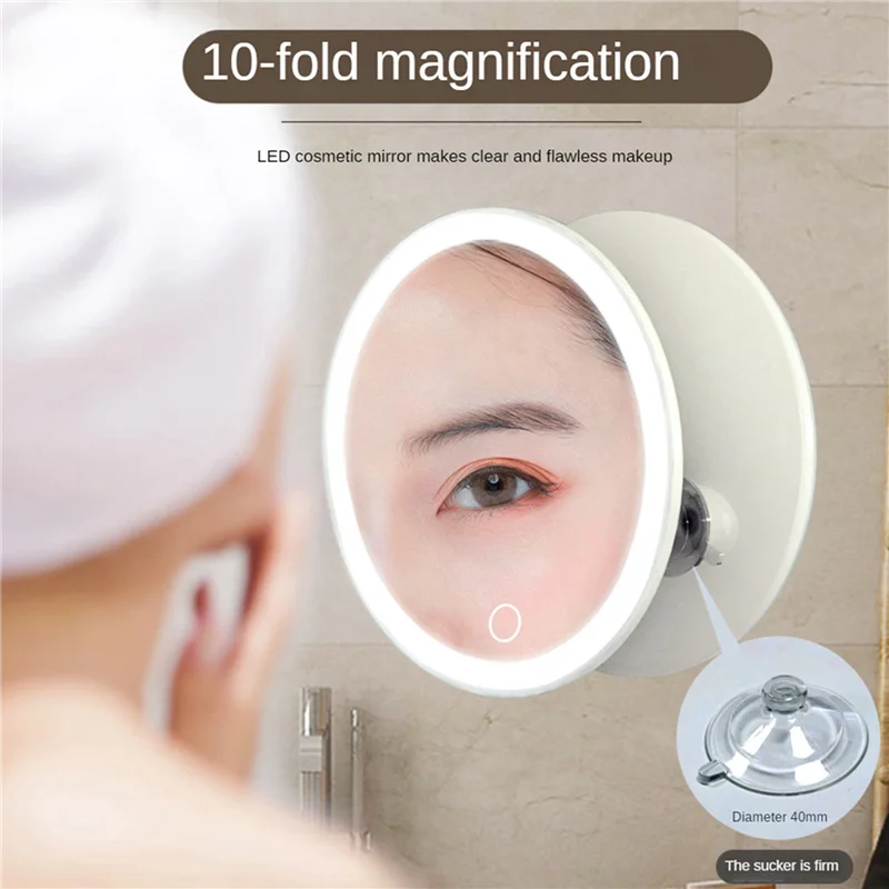 

AA20-2 шт. 10-кратное увеличительное зеркало с подсветкой, зеркало для макияжа с подсветкой, компактное светодиодное увеличительное зеркало для ванной комнаты, спальни, гостиницы