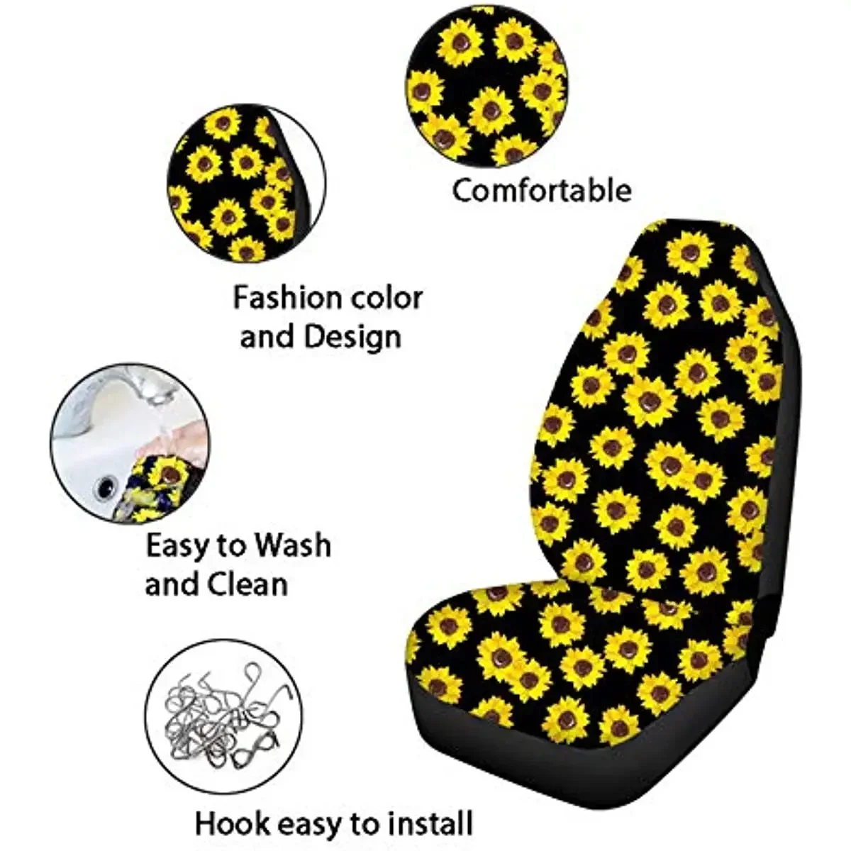 Pokrowce na fotele samochodowe 2-częściowy ochraniacz na przednie fotele Van Gogh Starry Night Stars Design Antypoślizgowy poliester Stretch Heavy Duty — zdjęcie 3