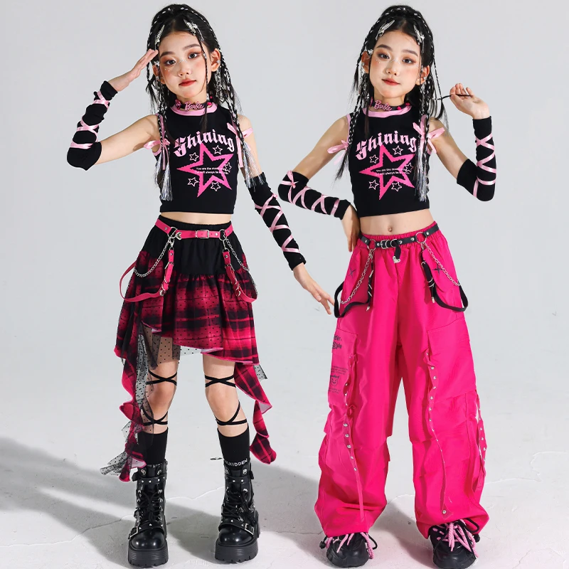 T-shirt Hip Hop pour adolescentes, gilet, pantalon Cargo, jupe, short de danse de rue, Costume de Jazz K-pop pour filles, ensembles de vêtements pour enfants, Streetwear pour enfants