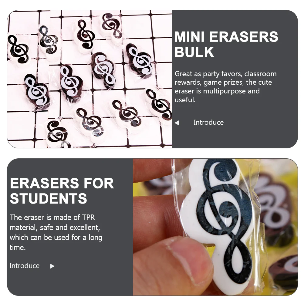 20 Pcs Mini Erasers Bulk for Home Kids Prize Cute Students Small Music Symbol Office Whiteboard