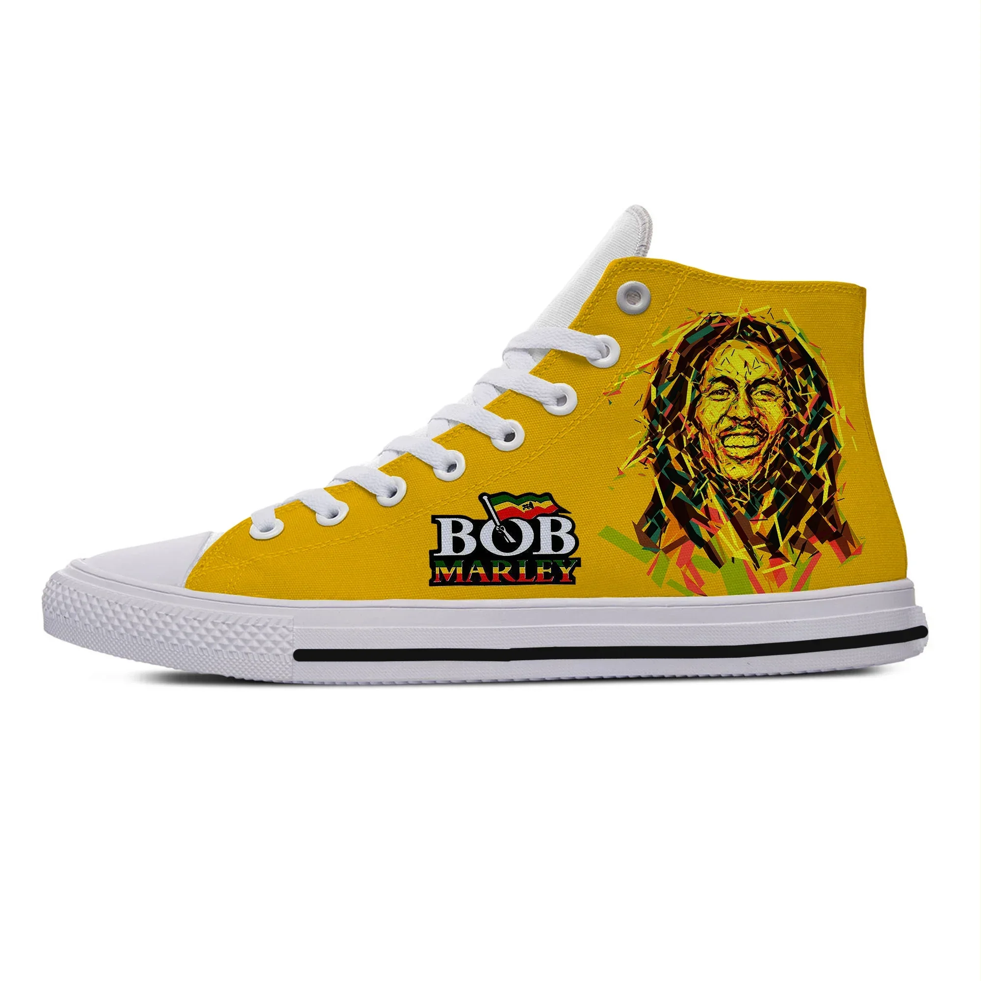 Hot Summer Legend Bob Marley Reggae Music Novelty Design Lightweight High Top Canvas Shoes Men Women Casual Breathable Sneakers