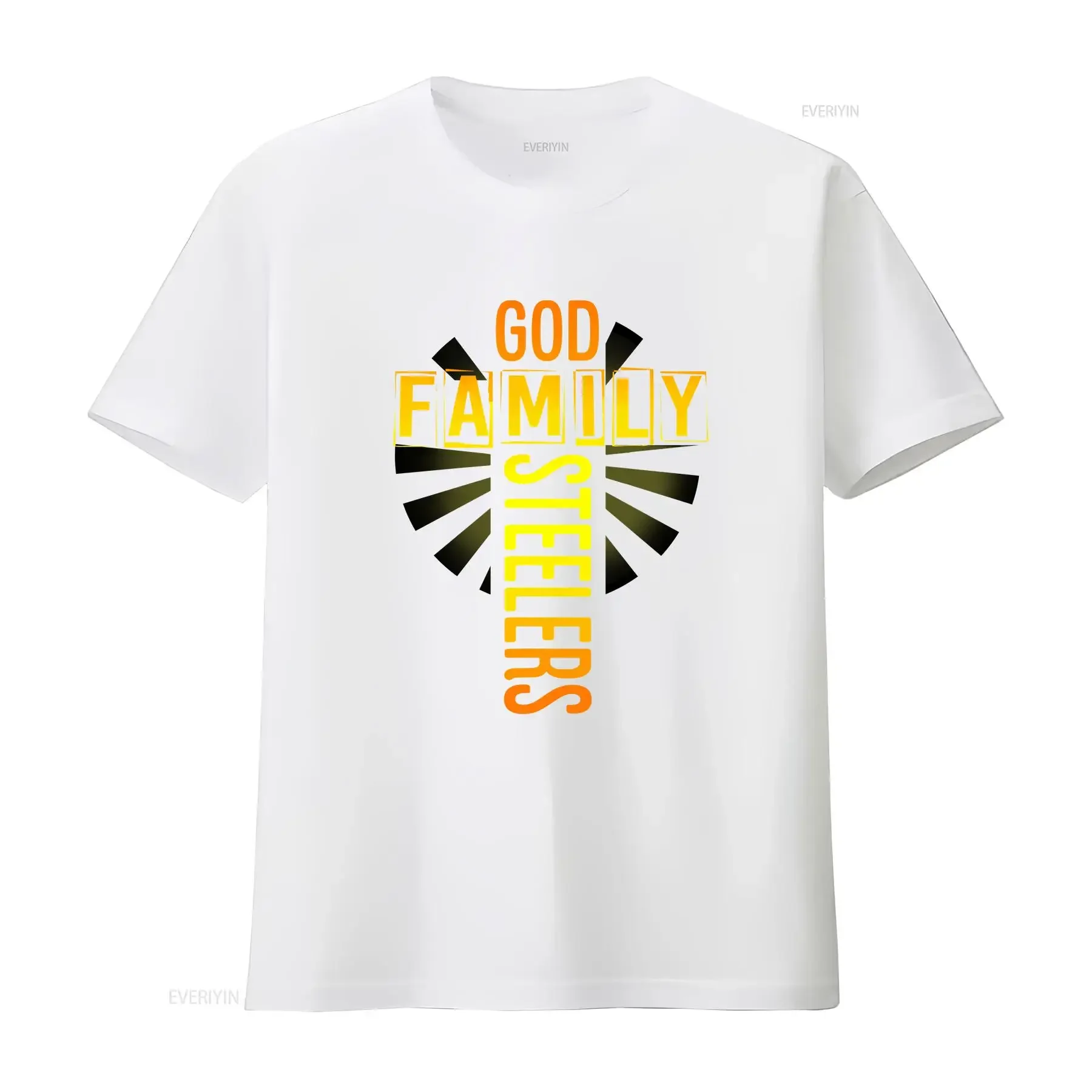 تي شيرت God Family Steeler تي شيرت عيد الأب عتيق مغسول ملابس الشارع غير رسمية للرجال ناعمة ممتدة وأنيقة قليلاً ومريحة #4