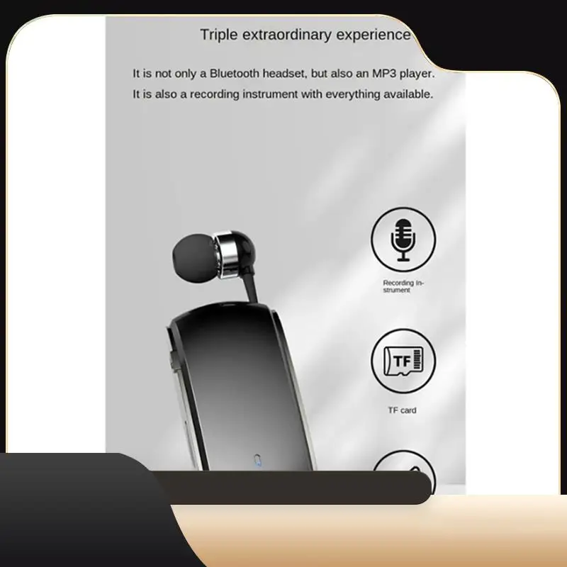 

K68 Bluetooth-гарнитура петличного типа, выдвижная гарнитура с картой, многофункциональная гарнитура с клипсой, MP3-плеер, рекордер, простота в использовании-T4