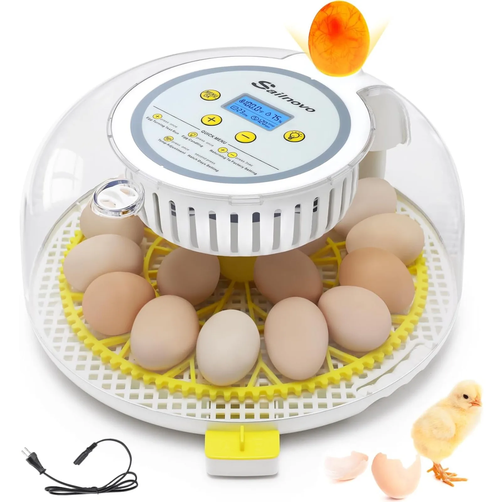 

US Egg Incubator 18 Eggs Incubator with Auto Egg-turning, Auto Humidity, and Temperature Control, 360 Degree View for