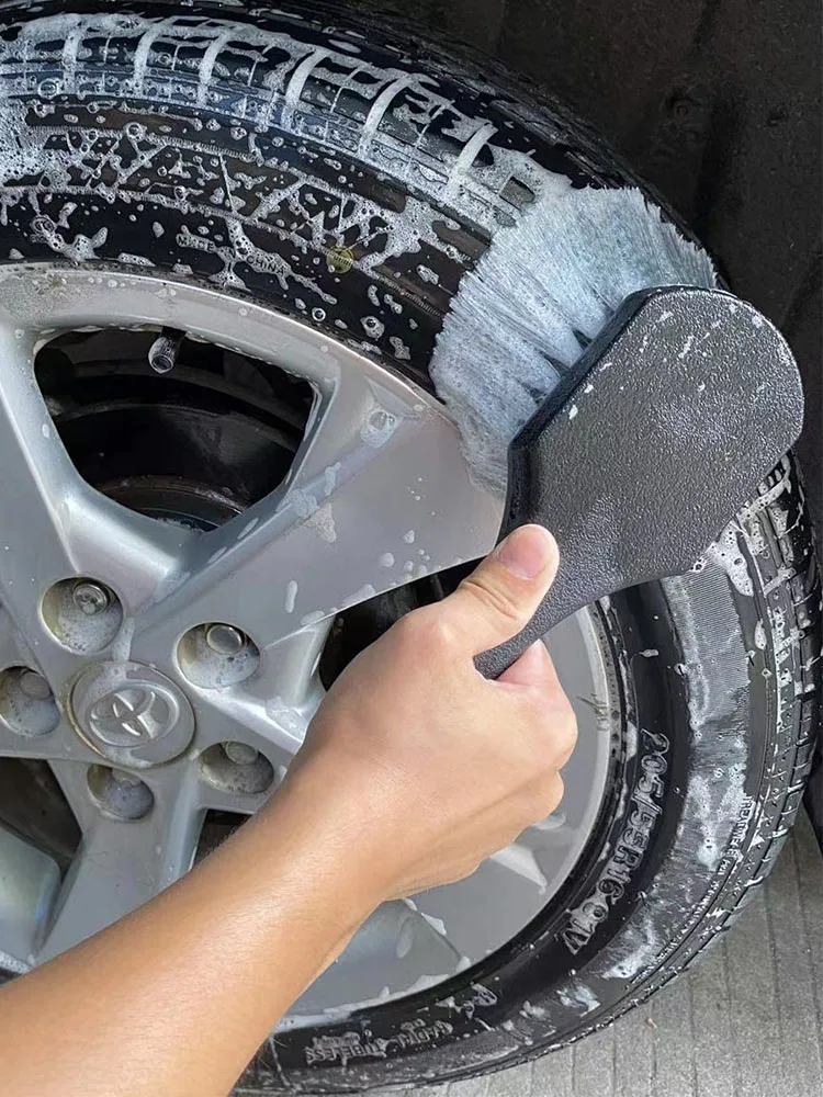 Gray Short Handle Car Tire Brush Cleaning Brush Short Handle Brush Tire Hub Car Wash Brush Wheel Tire Brush