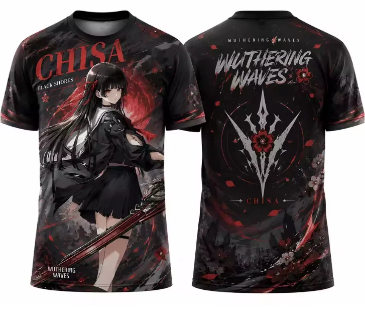 Japanese Anime 3D Print Style Jersey TShirt Wuthering Waves Chisa Aemeath Augusta Phrolova Sigrika Soft Breathable Casual Tee