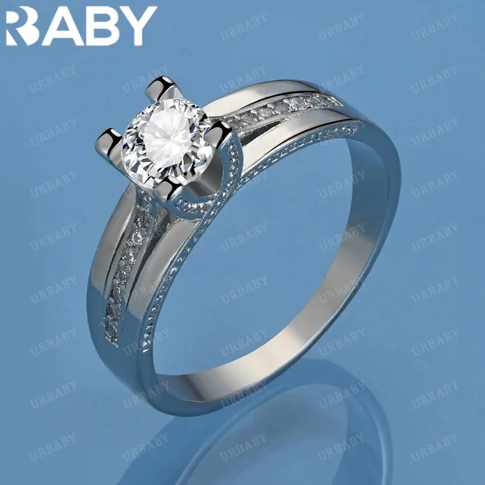 

URBABY 925 Sterling Silver Size 7-10 Contract Zircons Ring For Women Men Grace Jewelry Trend Fashionable Birthday Party Gifts