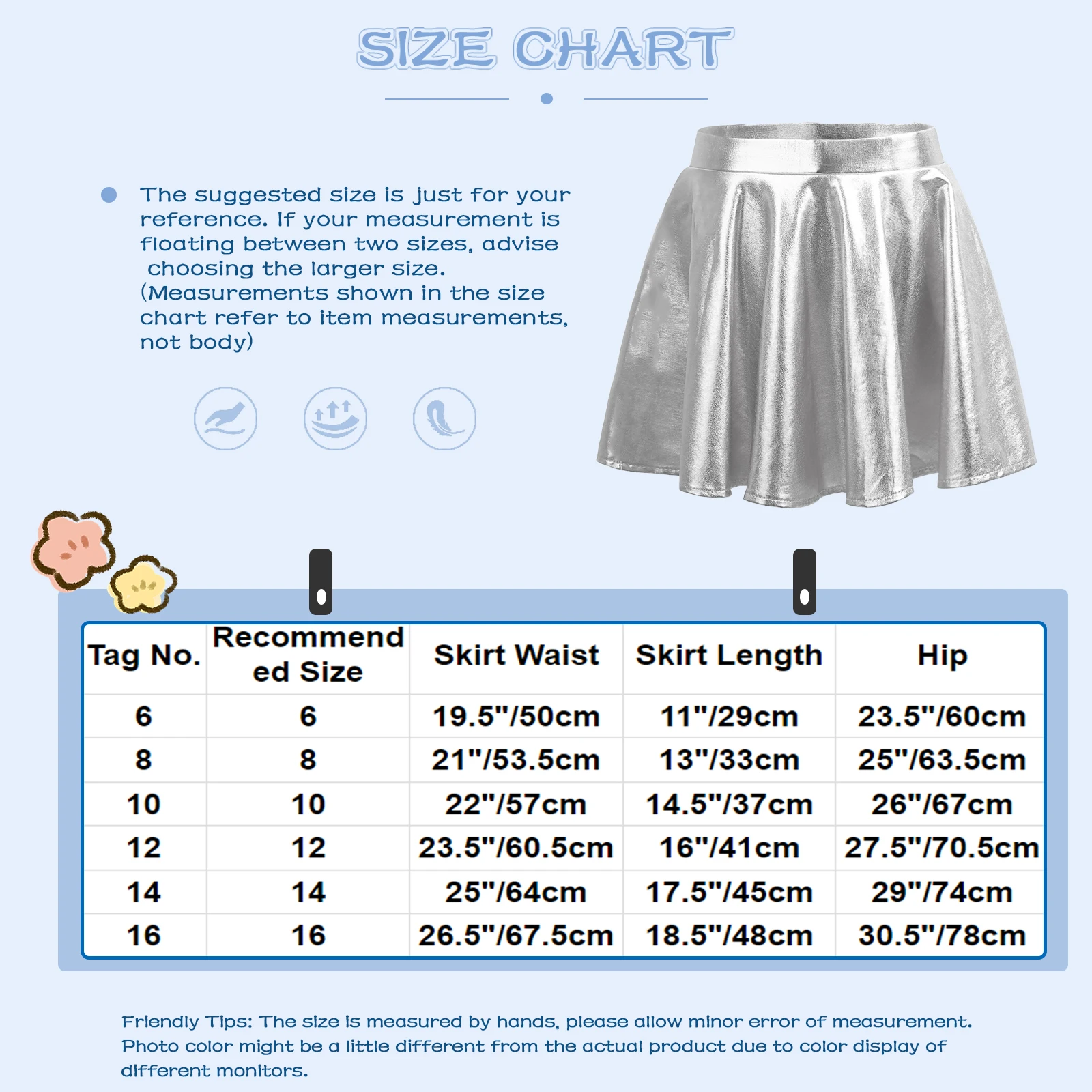 Kids Girls Shiny Metallic Holographic Disco Dance Skirts High Waisted Flared Pleated A-Line Mini Skater Skorts Dancewear