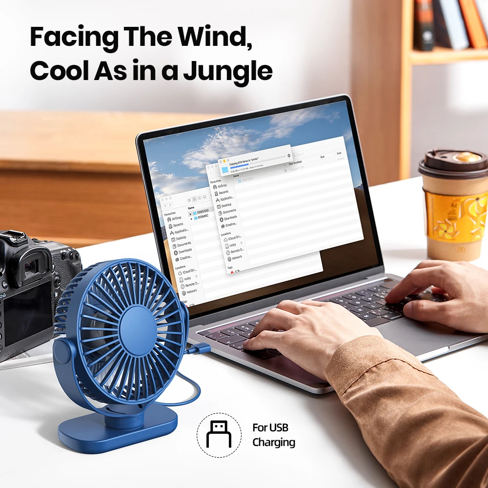 TOPK USB Piccola scrivania Mini ventilatore portatile Ventilatore da tavolo silenzioso a 3 velocità 360 °   Ventilatore da tavolo con regolazione girevole per la camera da letto dell'home office