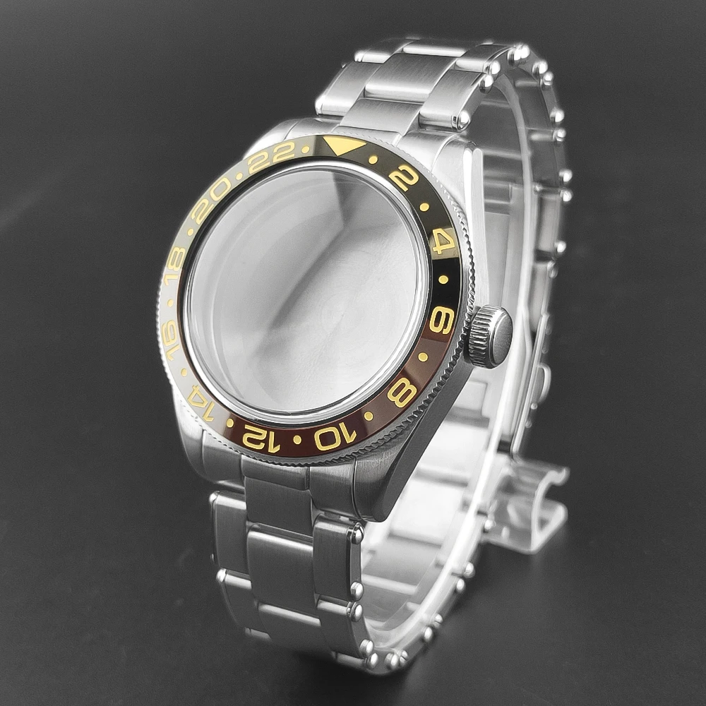 39mm silver watch case with domed sapphire glass, compatible with NH35 NH36 NH34 NH38 NH39 NH70 ETA2824 PT5000 movements. image 2