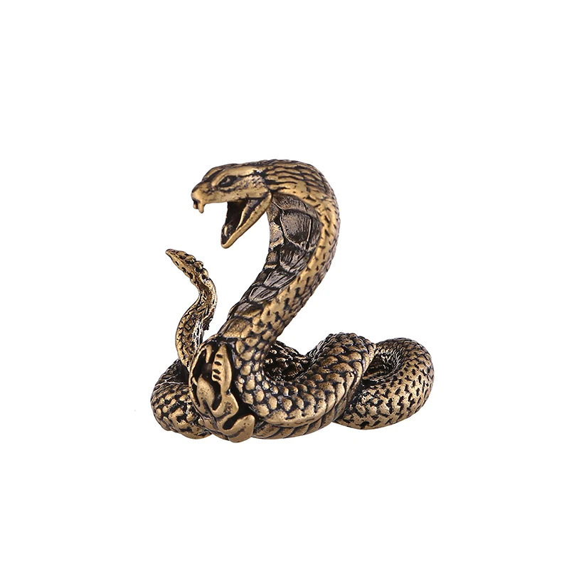 Mini Brass Snake Home Solid Brass Cobra Tea Pet Ornament Office Desktop Decoration Crafts Miniatures Statue