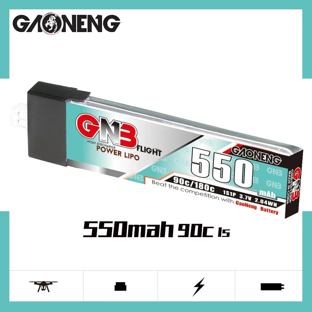 5PCS Gaoneng 1S 550mAh 3.7V 90C LiPo battery PH2.0 Plug For LDRC TINY 8X B06 BetaFPV Beta75 URUAV Inductrix RC FPV Racing Drone