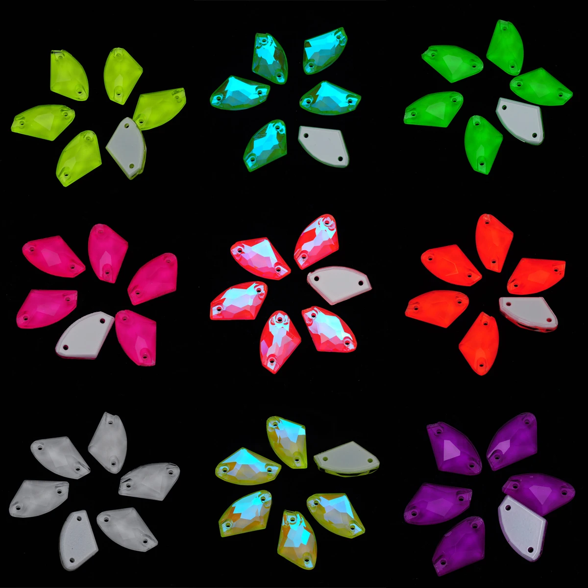 3256 Galaktische Fluoreszierende Neon Elektrische Deko-Nähaccessoires, Charms für Nägel, Acryl-Fasensteine, Strass-Applikationen für Kleider – Detail 3