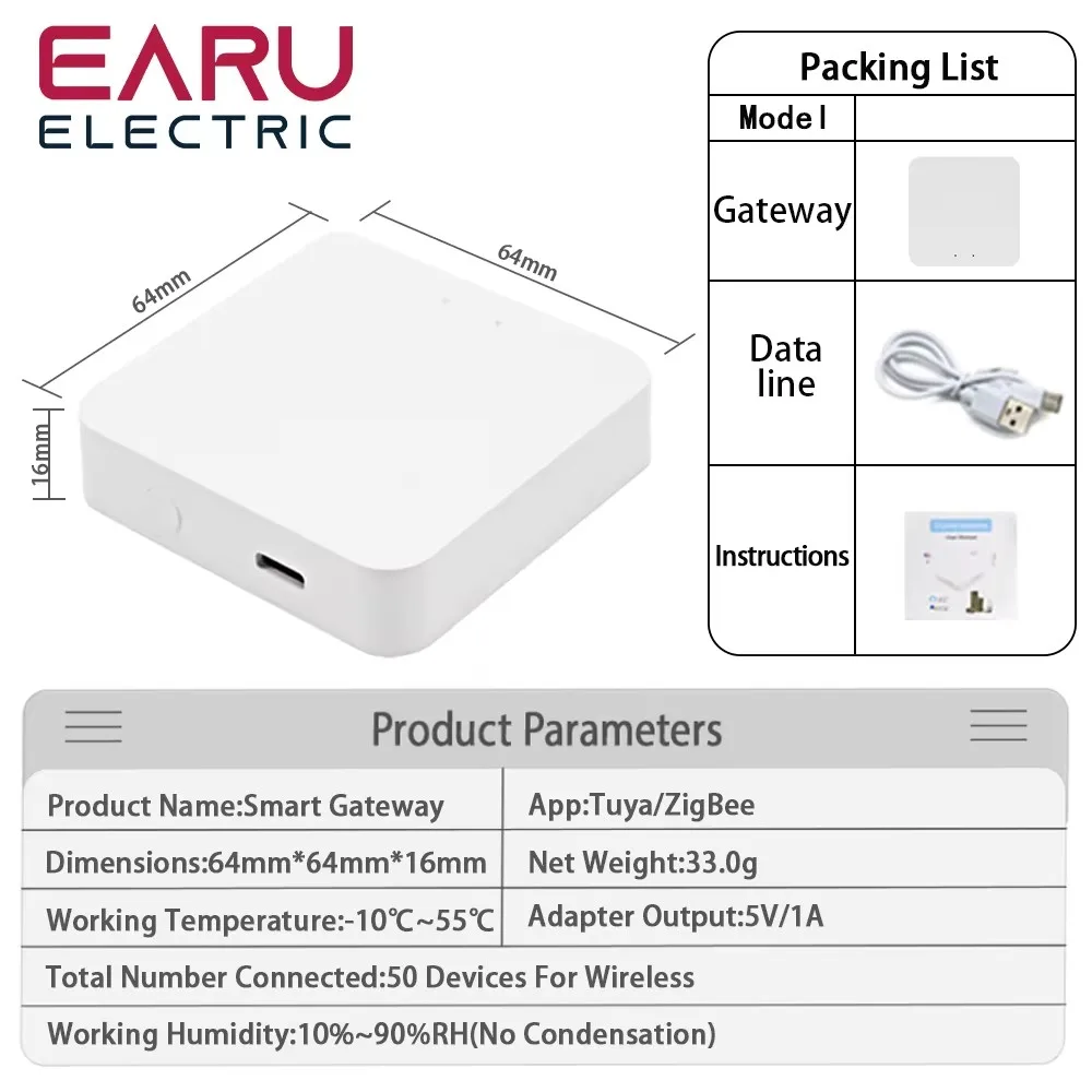 Tuya eWelink Zigbee 3.0 Gateway Hub Bluetooth Smart Home Wireless Bridge Smart Life APP Remote Control Works with Alexa Google