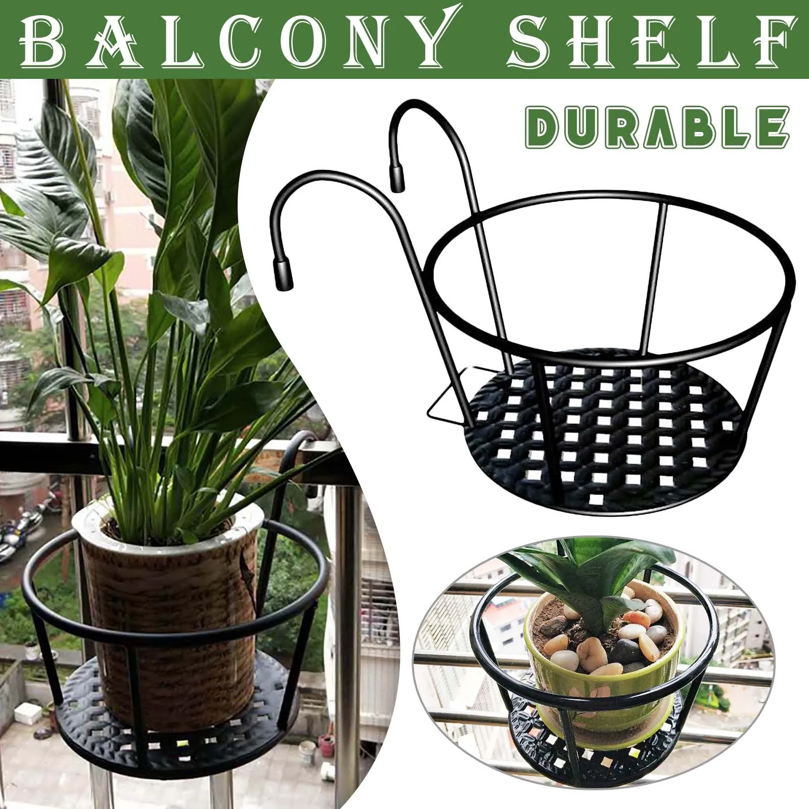 3pcs Iron Flower Pot Holder Iron Art Hanging Basket Planter Pot Support Stand Balcony Garden Decoration Home Ornament