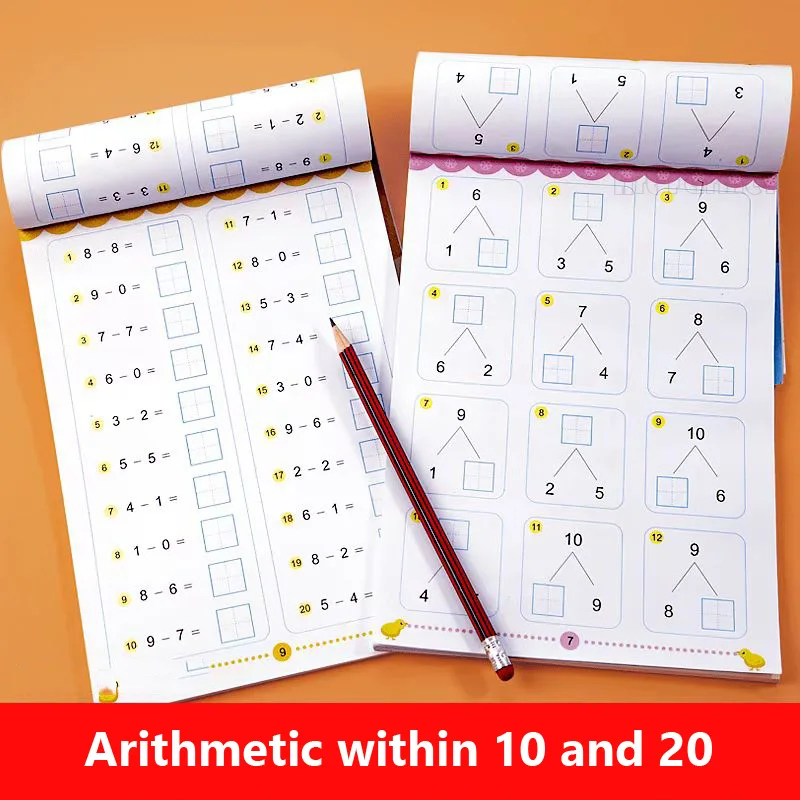 64 Pages/Book Addition and Subtraction Children's Learning Mathematics Workbook Handwritten Arithmetic Exercise Books Notebooks