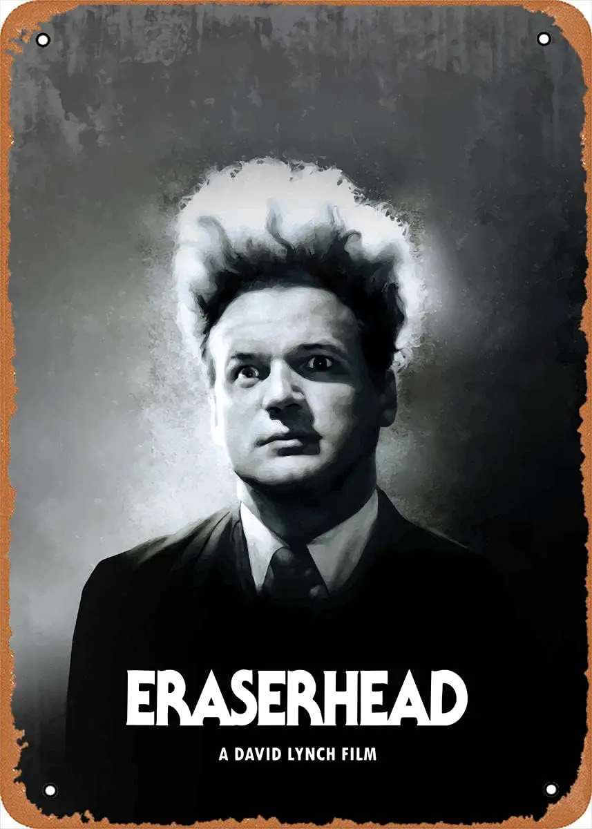 NIUMOWANG Vintage Tin Wall Sign - Minimal Movie Posters Eraserhead Metal Poster 12 X 8 Inches Home Bar Man Cave Wall Decor Movie