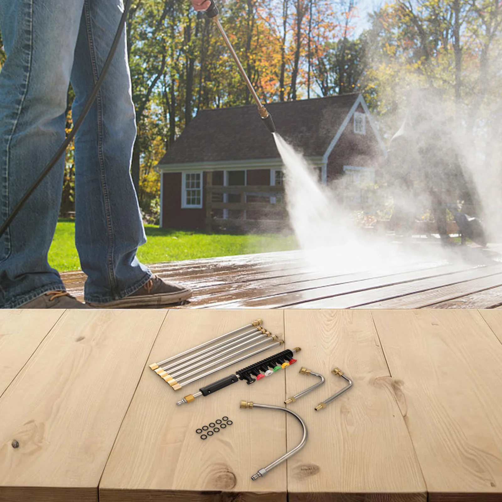 

Washer Parts Set Extension Wand Stainless Steel Brass Repair Accessories Lance Gutter Replacement Cleaner Nozzle