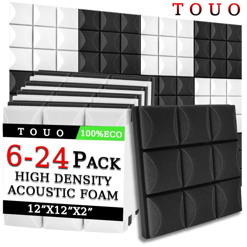 

TOUO Mushroom Acoustic Foam 6/12/24 Pcs Sound Absorbing Soundproof Wall Panels High Density Sponge Pad Ktv Acoustic Treatment