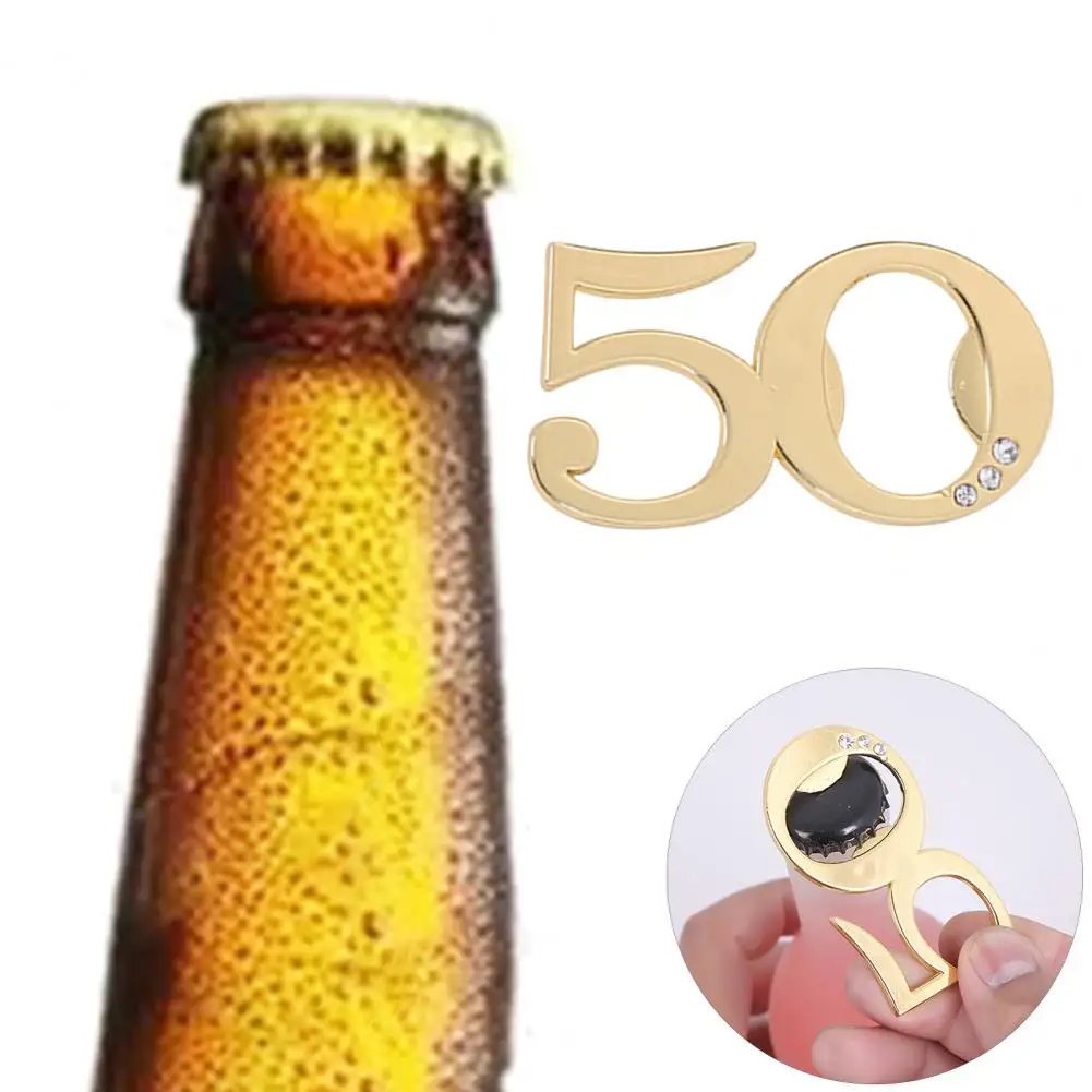 Gold 50 Year Manual Bottle Opener Creative Digital Modeling Souvenir Zinc Alloy Birthday Party Favors Bottle Opening Tool
