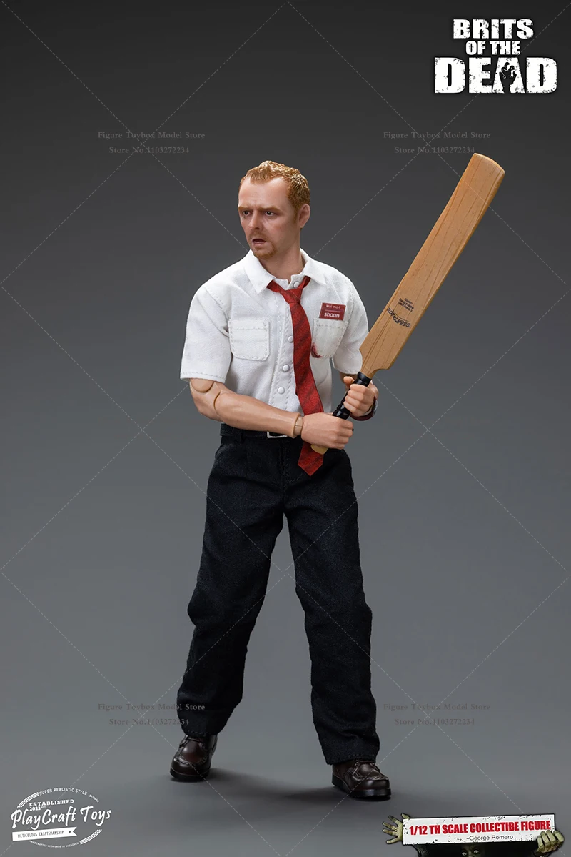Jogar brinquedos artesanais pc003 figuras de ação dupla versão 1/12 shaun a gordura do zumbi masculino brits of the dead mini estatueta de 6"