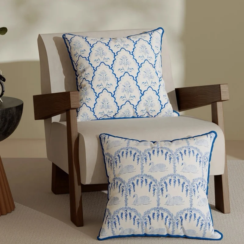 Blue Swan Pillows Luxury Elegant French Style Cushion Case Romantic 30x70 Decorative Pillow Cover For Sofa Chair Home Decoration