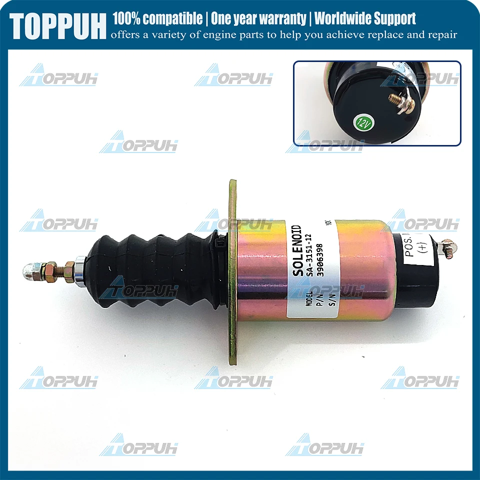 

Новый соленоид остановки подачи топлива SA-3151-12 12V 3906398 для Cummins 6C 8.3L 4BT 3.3L 3.9L