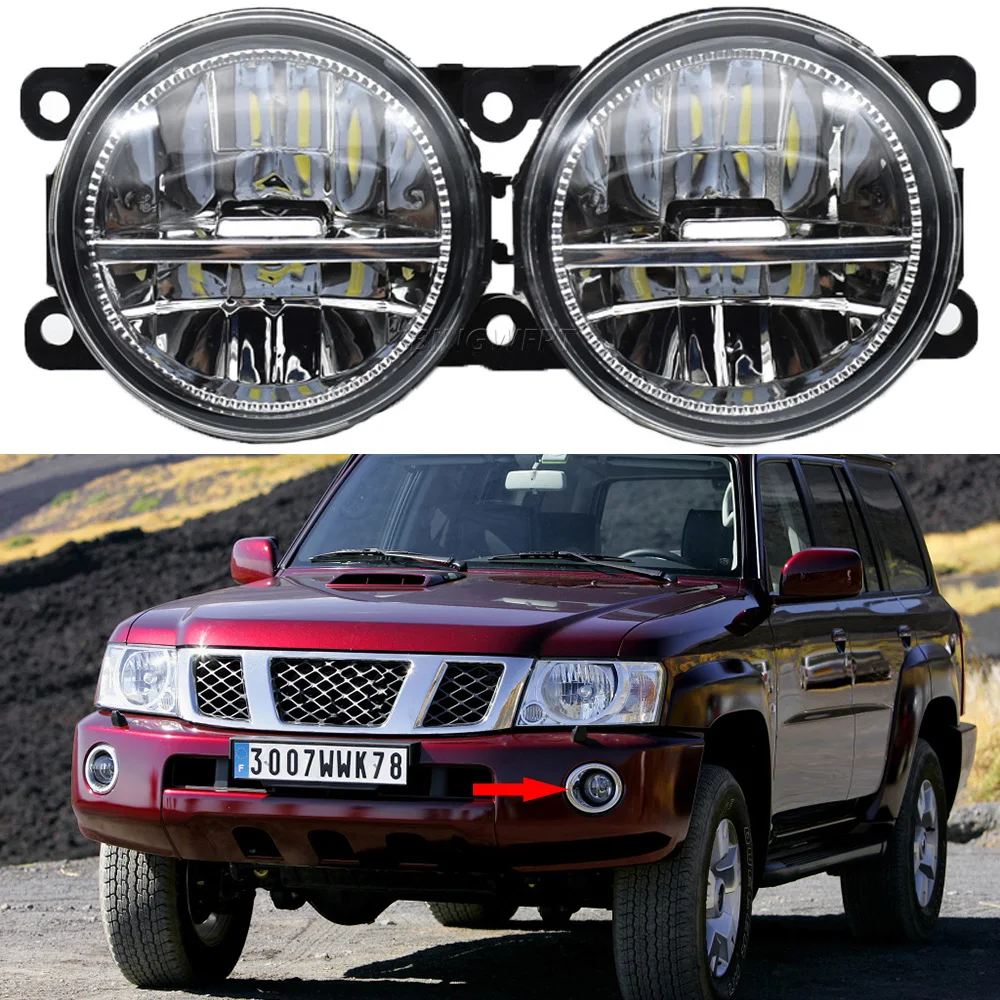 2PCS LED Fog Lights For Nissan Safari Patrol Y61 Facelift 2005 2006 2007 2008 2009 LED Daytime Running Lights Car Head Lamp