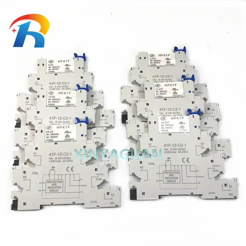 

10Pcs HF41F 5-ZS HF41F-12-ZS HF41F/24-ZS 41F-1Z-C2-1 6A 1CO Slim Relay Mount On Screw Socket HF41F 5V 12V 24V ZST HF41F-24-ZST