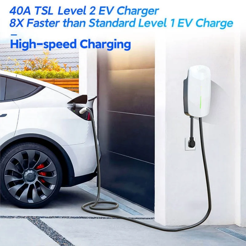 9.6 kw 40A EV Charger Wallbox Level 2 TSL NACS Wallmounted Wallbox AC 240v Charger Floor Mounted Charging Station for Tesla