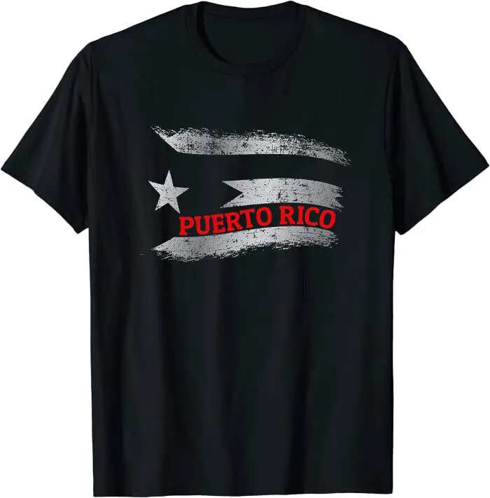 Puerto Rico Flag White Gradient Distressed PR Classic Tee T-Shirt Size M-3XL