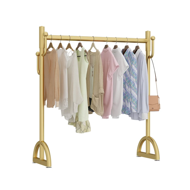 

Shop Gold Metal Clothes Rack Stand Indoor Boutique Coat Display Clothes Rack Floor Hanging Modern Furniture